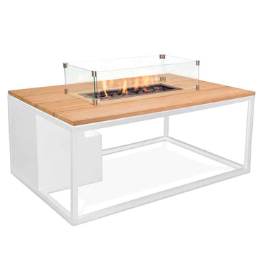 Cosi Fires - Vuurtafel Cosiloft white / teak (120cm)