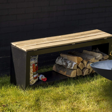 Bank met houtopslag rechthoek - Esschert Design