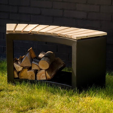 Bank met houtopslag gebogen - Esschert Design