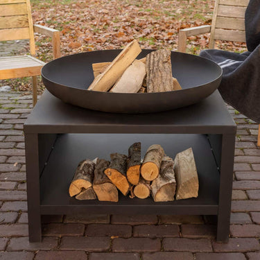 Esschert Design - Vuurschaal met houtopslag 60 cm zwart