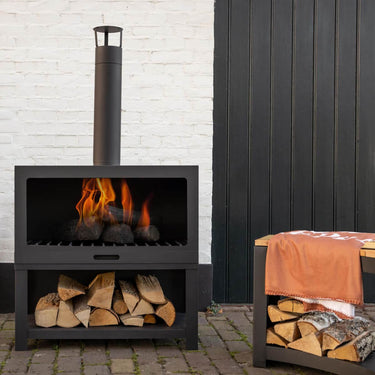 Tuinkachel L - met Houtopslag - Zwart - Esschert Design