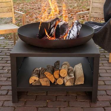 Esschert Design - Vuurschaal met houtopslag 60 cm zwart