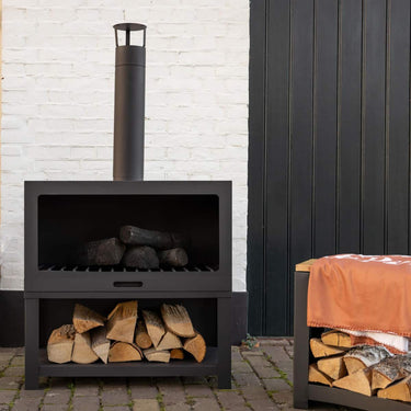 Tuinkachel L - met Houtopslag - Zwart - Esschert Design