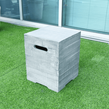 Elementi - Kleine gasfles cover houtlook vierkant grijs