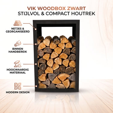 VIK – Woodbox (houtopslag) – Zwart (matte kleur)